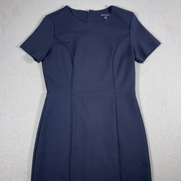 Brooks Brothers Sheath Dress Women 6 Navy Short Sleeve Stretch Lined Work Office - Picture 2 of 11